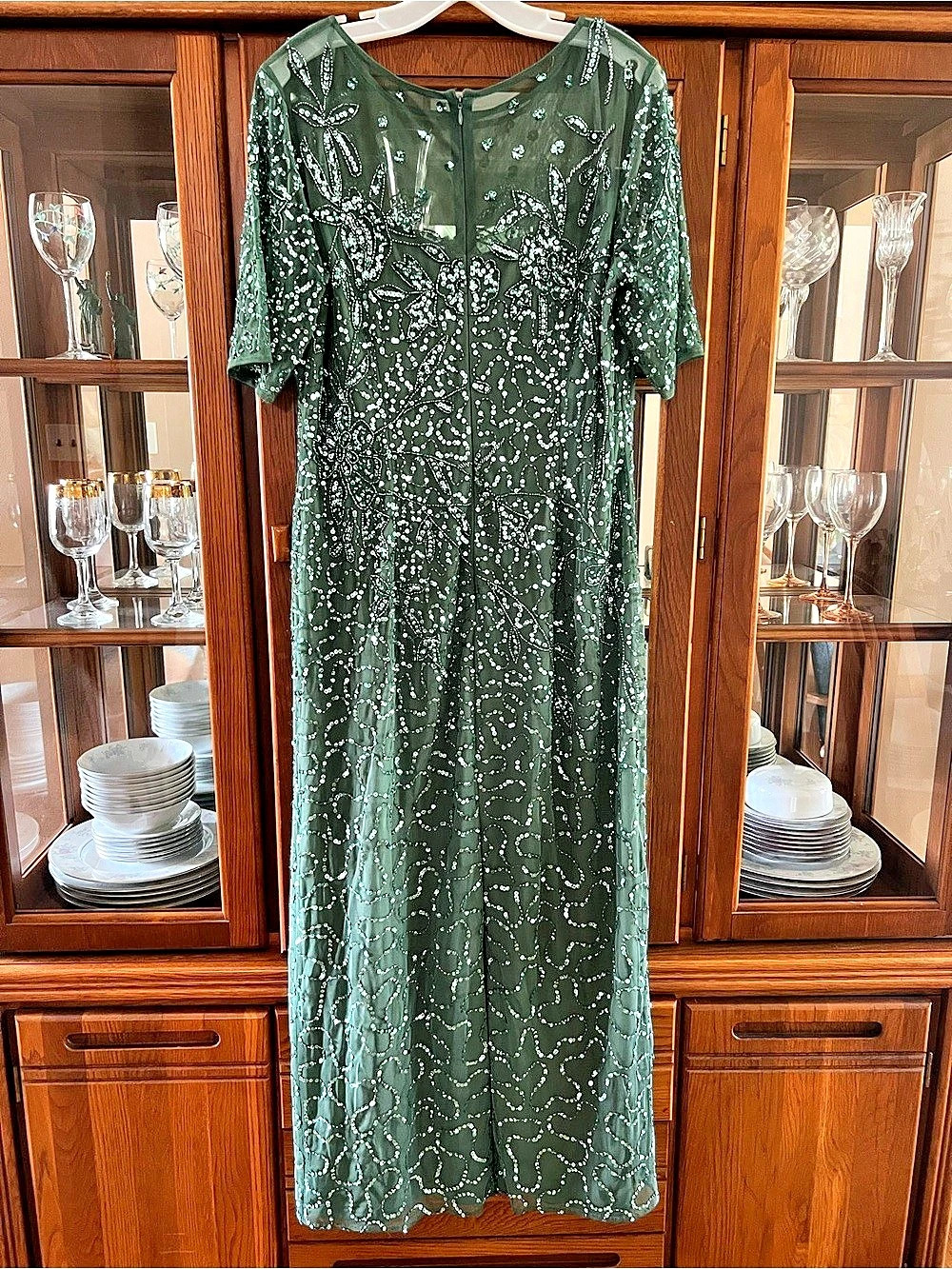 Adrianna Papell Green Maxi Dress Like New